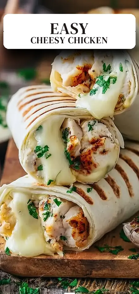 Pinterest pin (Design 2) for Shockingly Easy Low Carb Cheesy Garlic Chicken Wraps - Top Chicken Meal Prep Ideas Low Carb