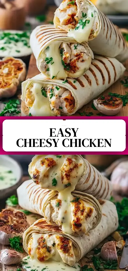 Pinterest pin (Design 3) for Shockingly Easy Low Carb Cheesy Garlic Chicken Wraps - Top Chicken Meal Prep Ideas Low Carb