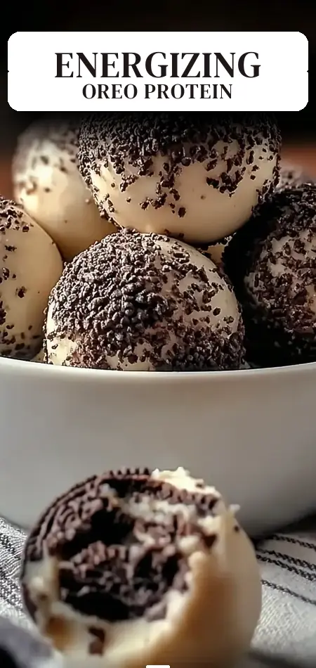 Pinterest pin (Design 2) for Delicious Cream Cheese Oreo Protein Balls to Energize Your Day