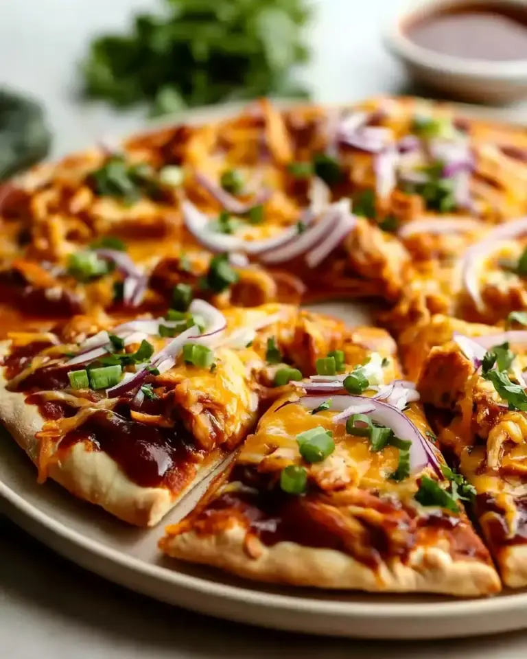 A delicious plate of Easy BBQ Chicken Flatbread Recipe