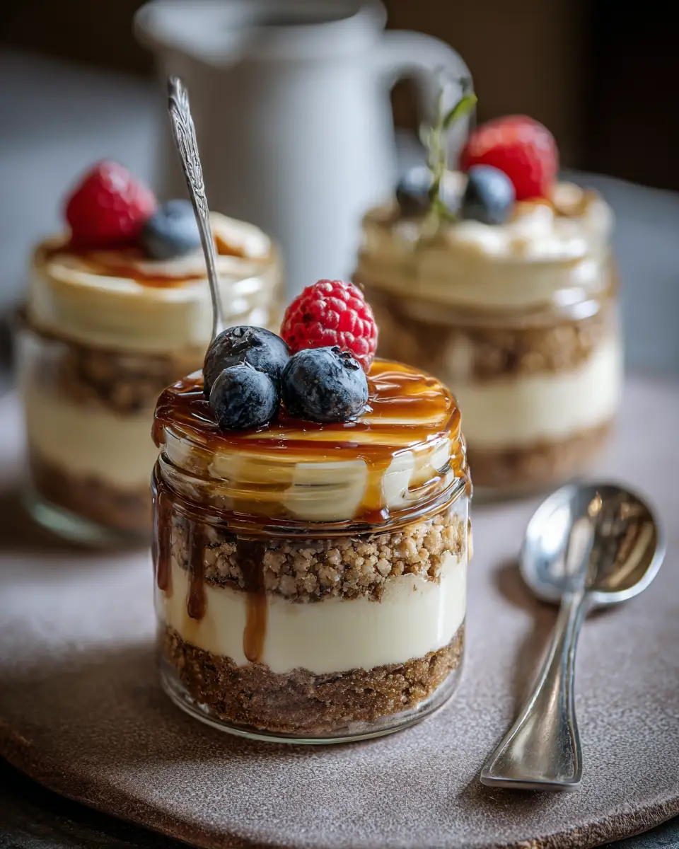 A delicious plate of Easy High Protein Cheesecake Jars