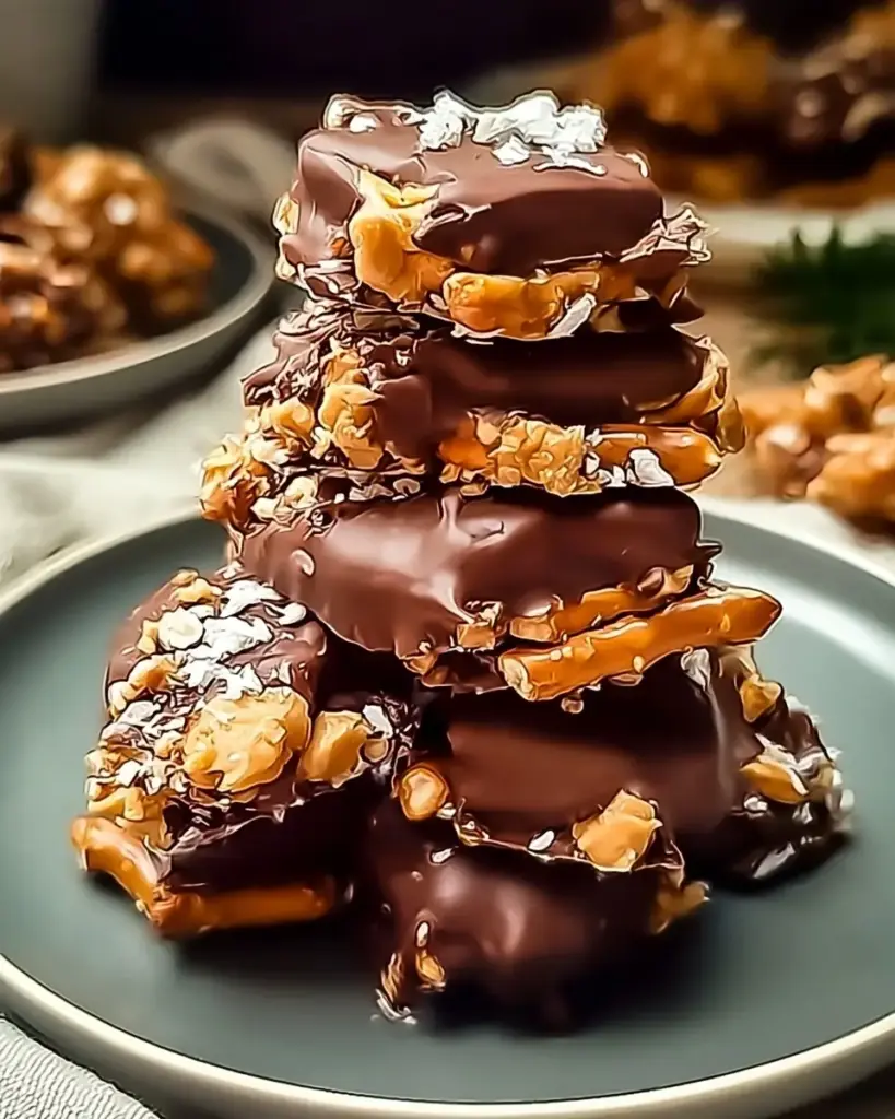 A delicious plate of Easy No-Bake Peanut Butter Pretzel Clusters Recipe You’ll Love