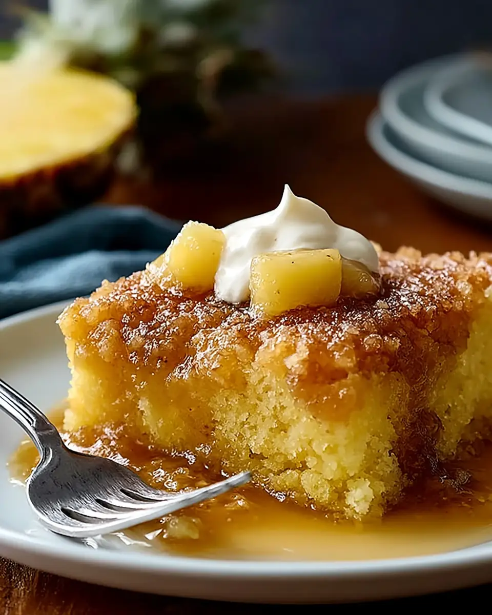 A delicious plate of Easy Pineapple Dump Cake Recipe