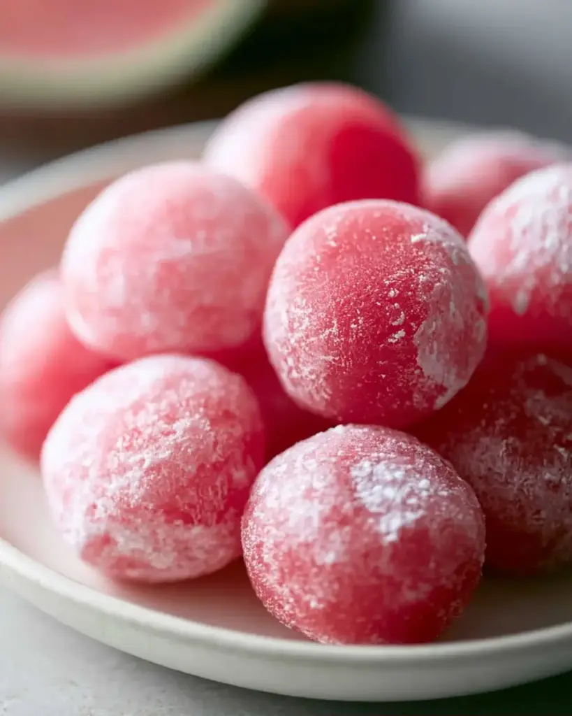 A delicious plate of Easy Watermelon Mochi Recipe: Soft, Chewy Summer Bites