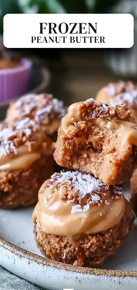 Pinterest pin (Design 2) for No-Bake Frozen Peanut Butter Bites 12g Protein Easy Recipe