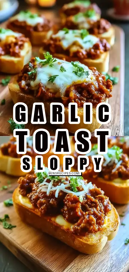 Pinterest pin (Design 1) for Open Face Garlic Toast Sloppy Joes-Quick Family Meals