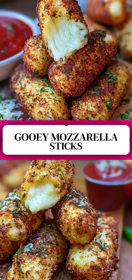 Pinterest pin (Design 3) for Crispy Air Fryer Mozzarella Sticks Recipe Easy Homemade Gooey Center