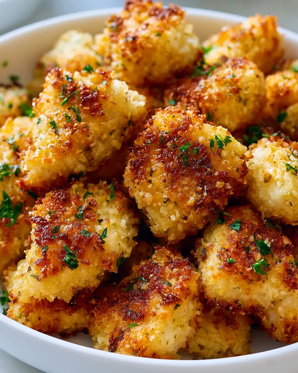 A delicious plate of Garlic Parmesan Chicken Bites (Air Fryer) for Quick Delight!