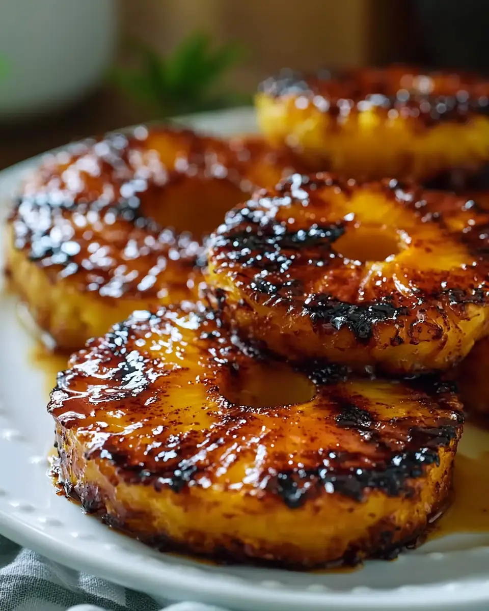 A delicious plate of Grilled Pineapple with Cinnamon Honey Glaze