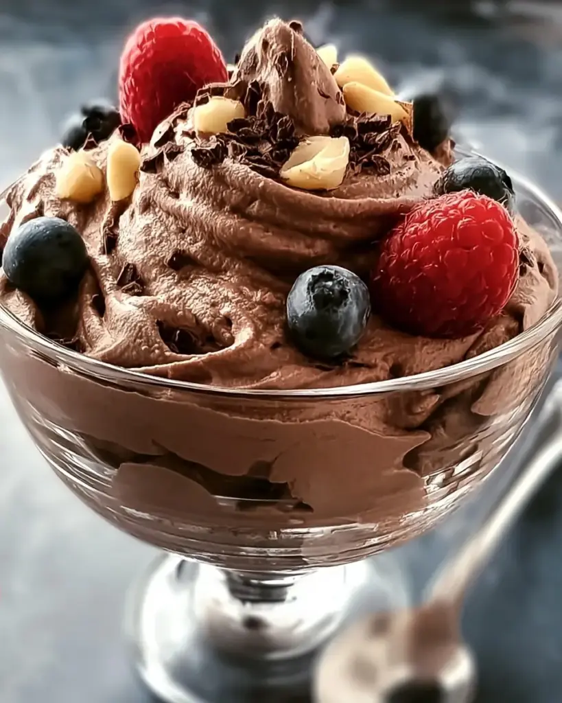 A delicious plate of Guilt-freier Chocolate Protein Fluff Genuss