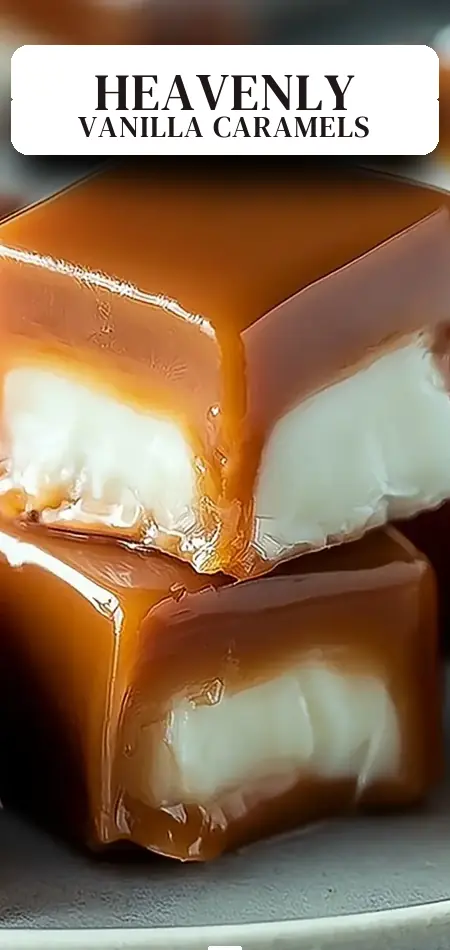 Pinterest pin (Design 2) for Indulgent Heavenly Vanilla Cream Filled Caramels to Savor
