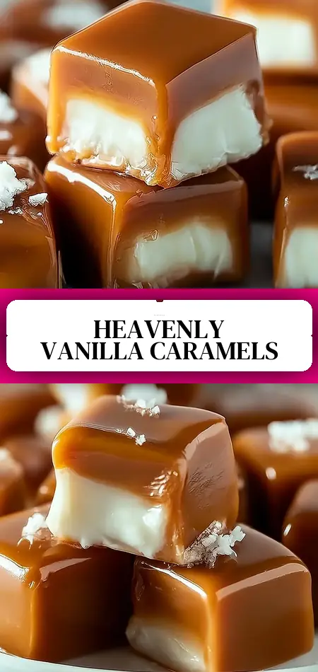 Pinterest pin (Design 3) for Indulgent Heavenly Vanilla Cream Filled Caramels to Savor