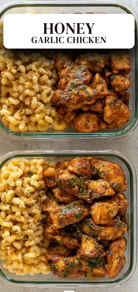 Pinterest pin (Design 2) for High-Protein Honey Garlic Butter Chicken with Mac & Cheese