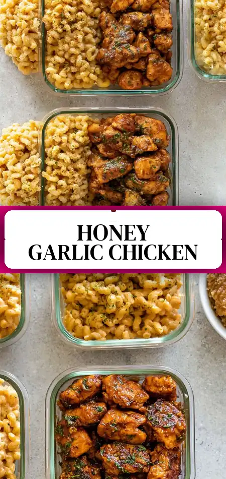 Pinterest pin (Design 3) for High-Protein Honey Garlic Butter Chicken with Mac & Cheese