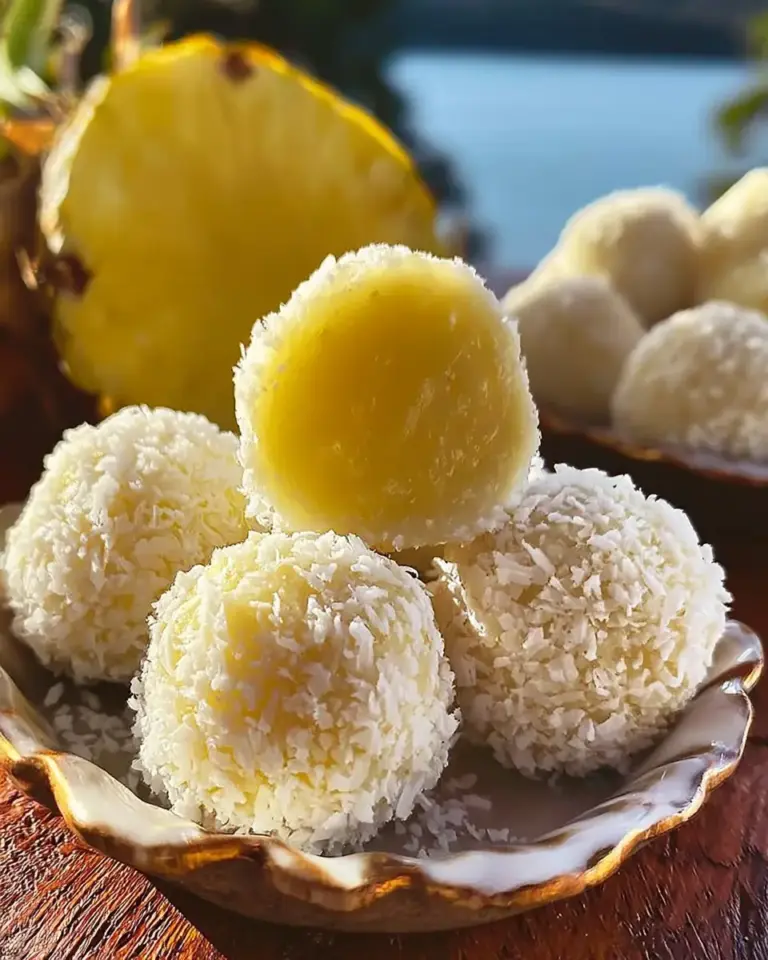 A delicious plate of Hawaiian Pineapple Coconut Truffles