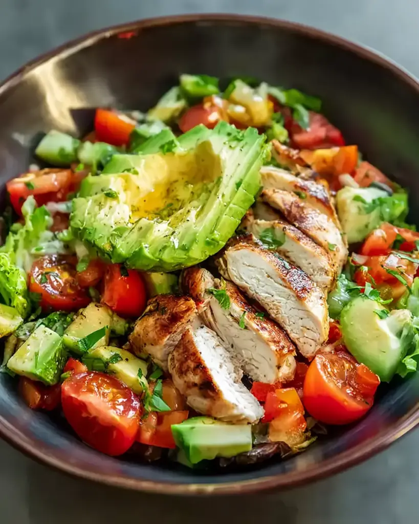 A delicious plate of Healthy Avocado Chicken Salad Recipe