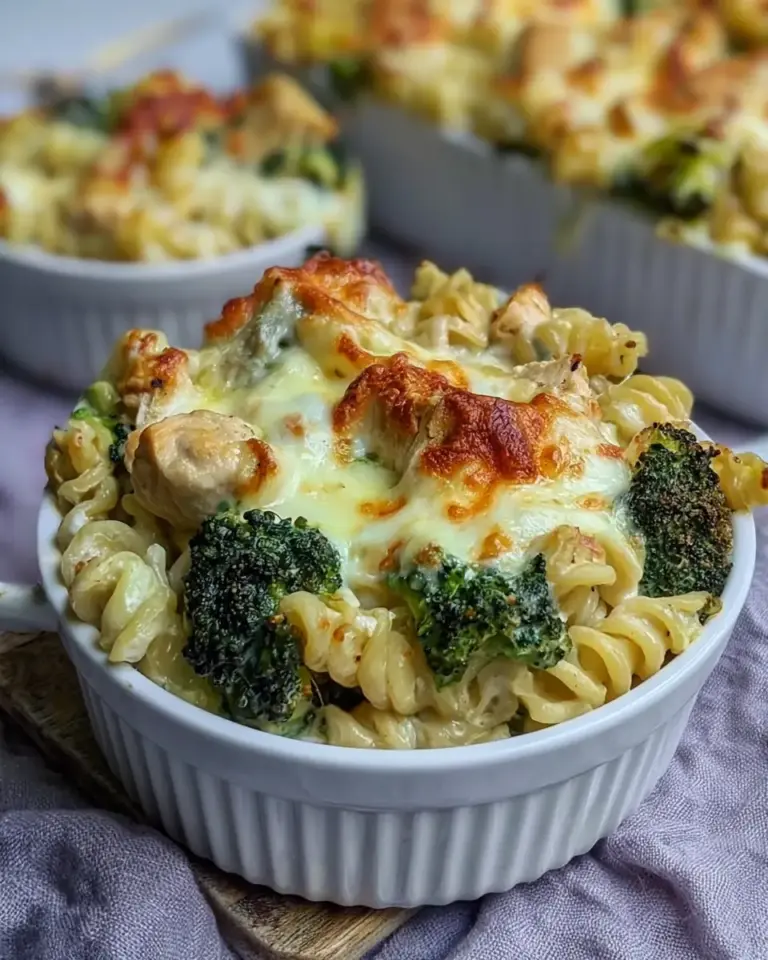A delicious plate of High Protein Alfredo Bake Recipe 30g Protein Easy Comfort Meal Prep