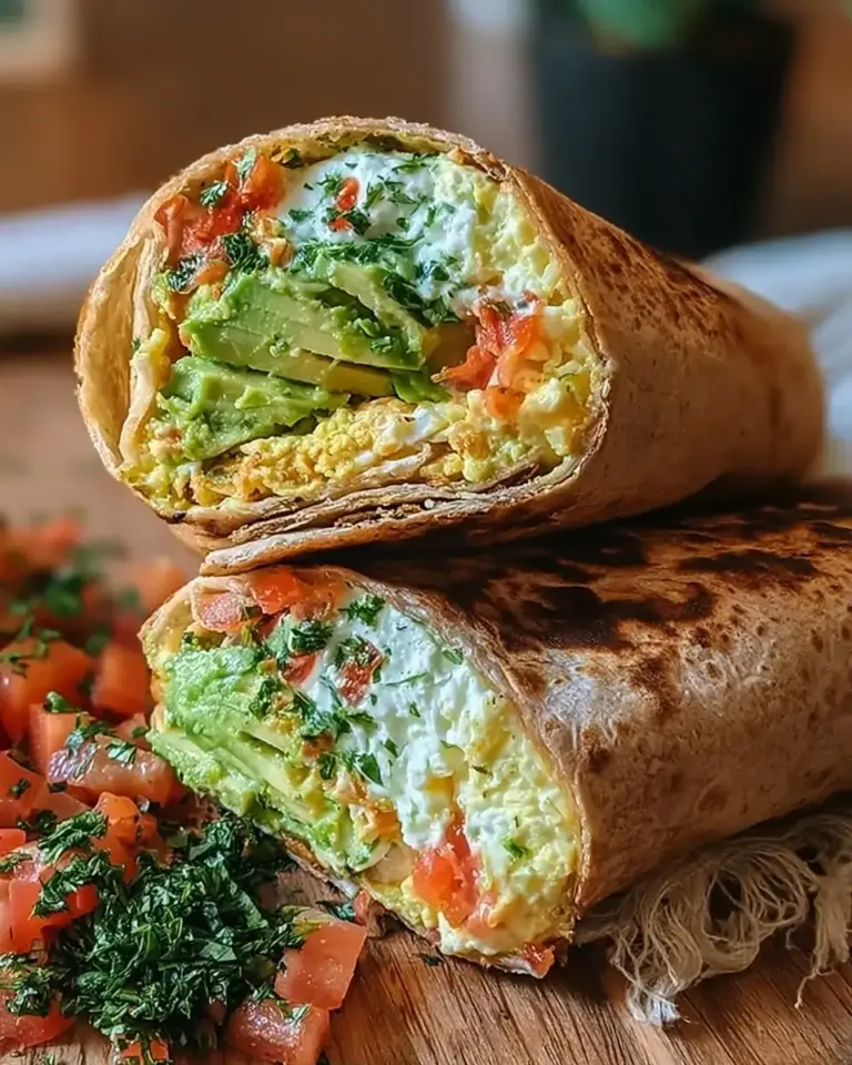 A delicious plate of High-Protein Breakfast Wrap with Cottage Cheese and Avocado