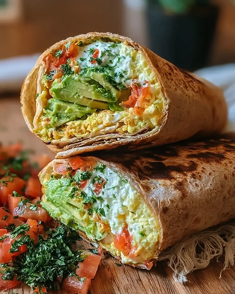 A delicious plate of High-Protein Breakfast Wrap with Cottage Cheese and Avocado