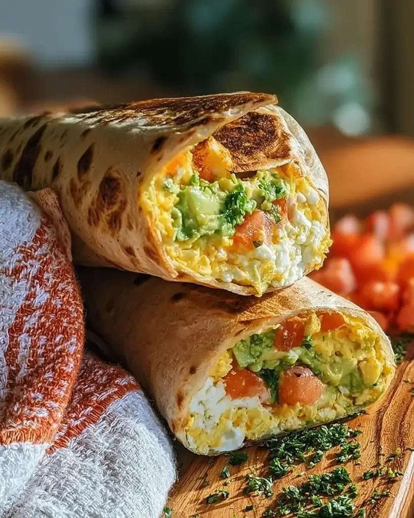 A delicious plate of High-Protein Breakfast Wrap with Cottage Cheese and Avocado