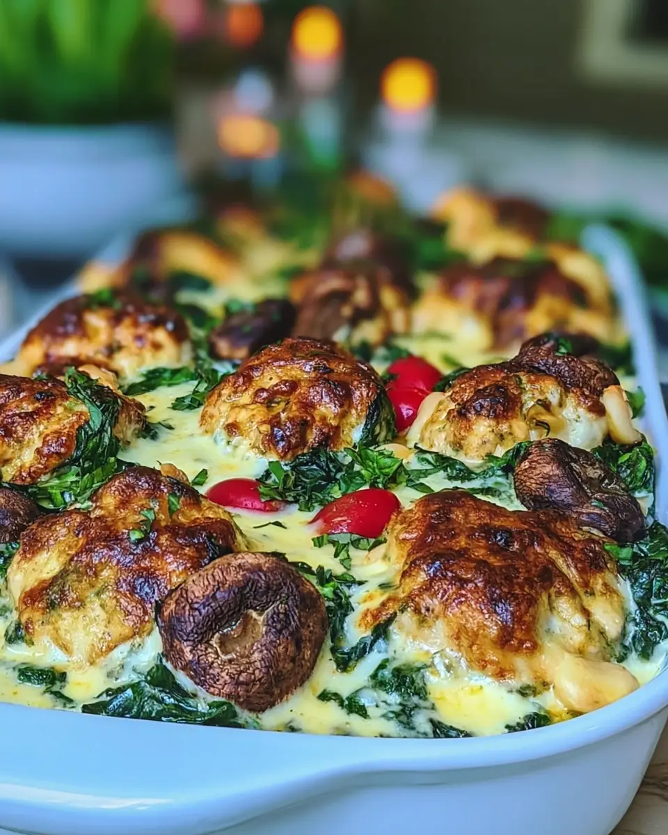 A delicious plate of High Protein Chicken Spinach Bake Easy One-Pan Meal with 35g Protein