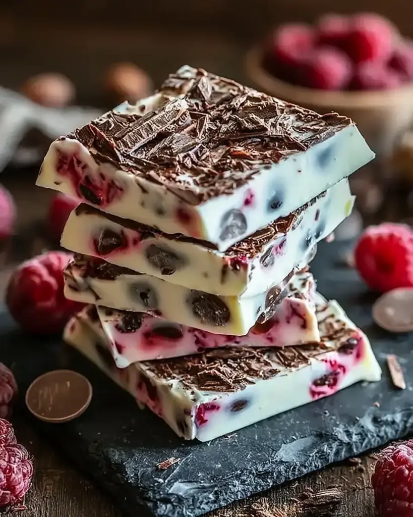 A delicious plate of High Protein Frozen Yogurt Bark
