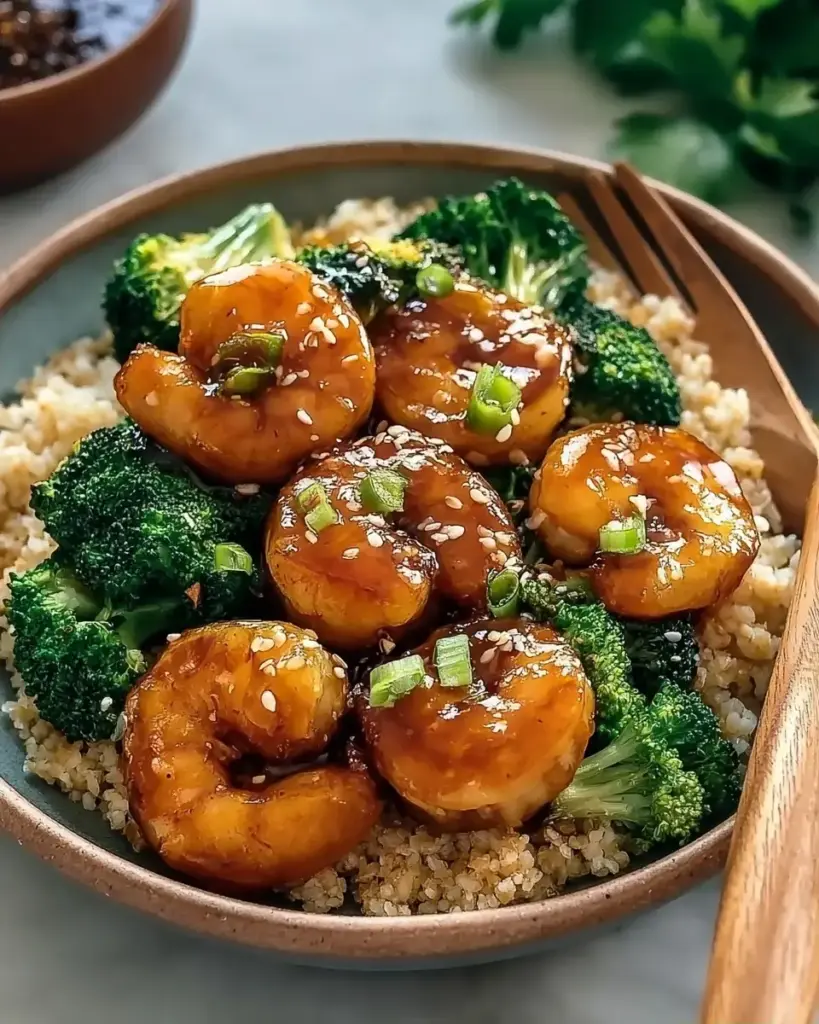 A delicious plate of High-Protein Honey Garlic Shrimp