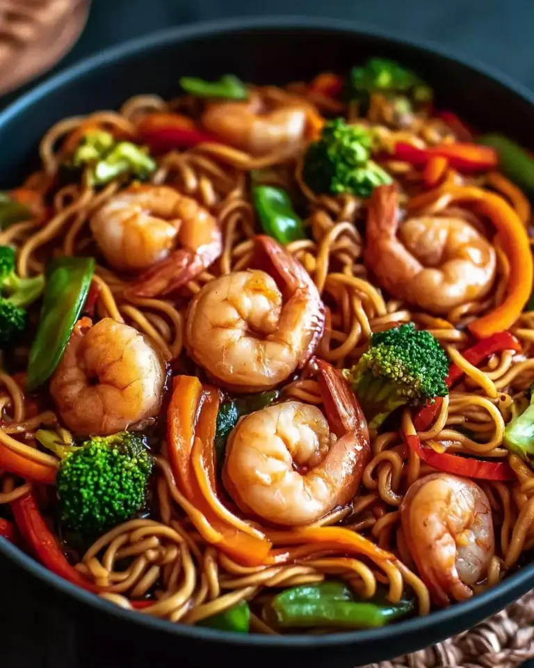 A delicious plate of High-Protein Shrimp Stir Fry with Noodles (25-Minutes)