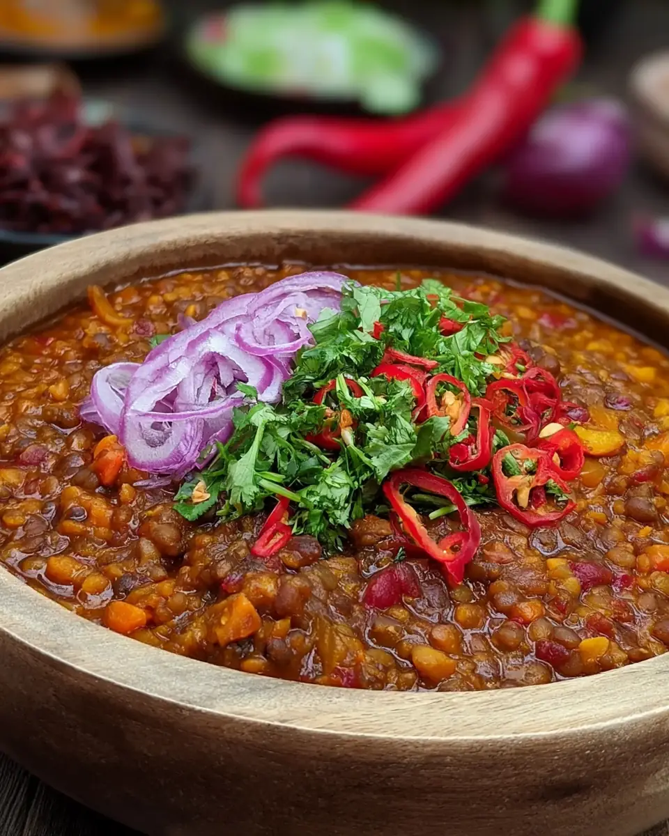 A delicious plate of High Protein Spicy Lentil Curry