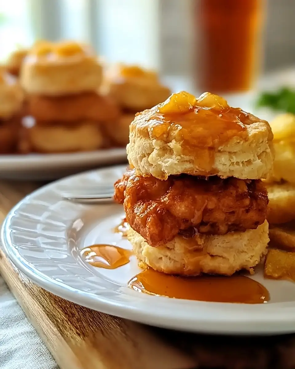 A delicious plate of Hot Honey Chicken Biscuits-Quick Family Meals