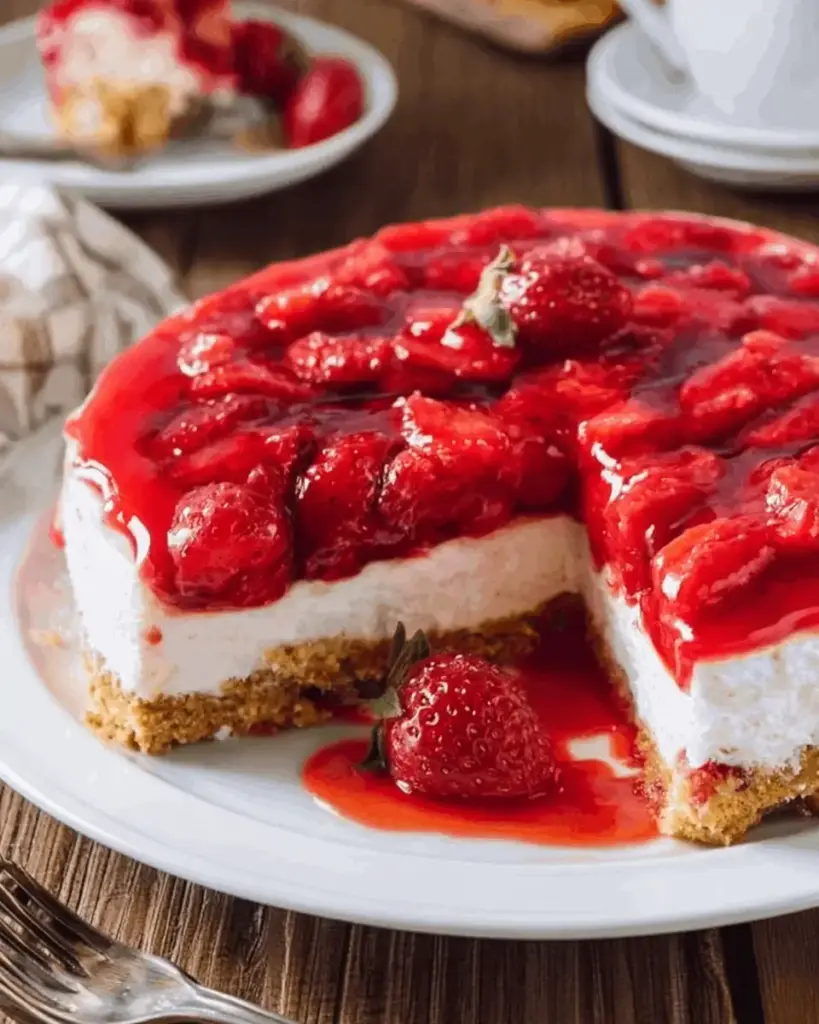 A delicious plate of INCREDIBLE STRAWBERRY CHEESECAKE RECIPE