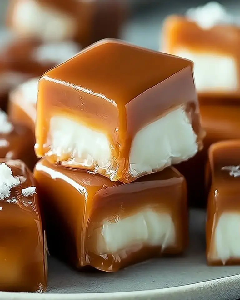 A delicious plate of Indulgent Heavenly Vanilla Cream Filled Caramels to Savor
