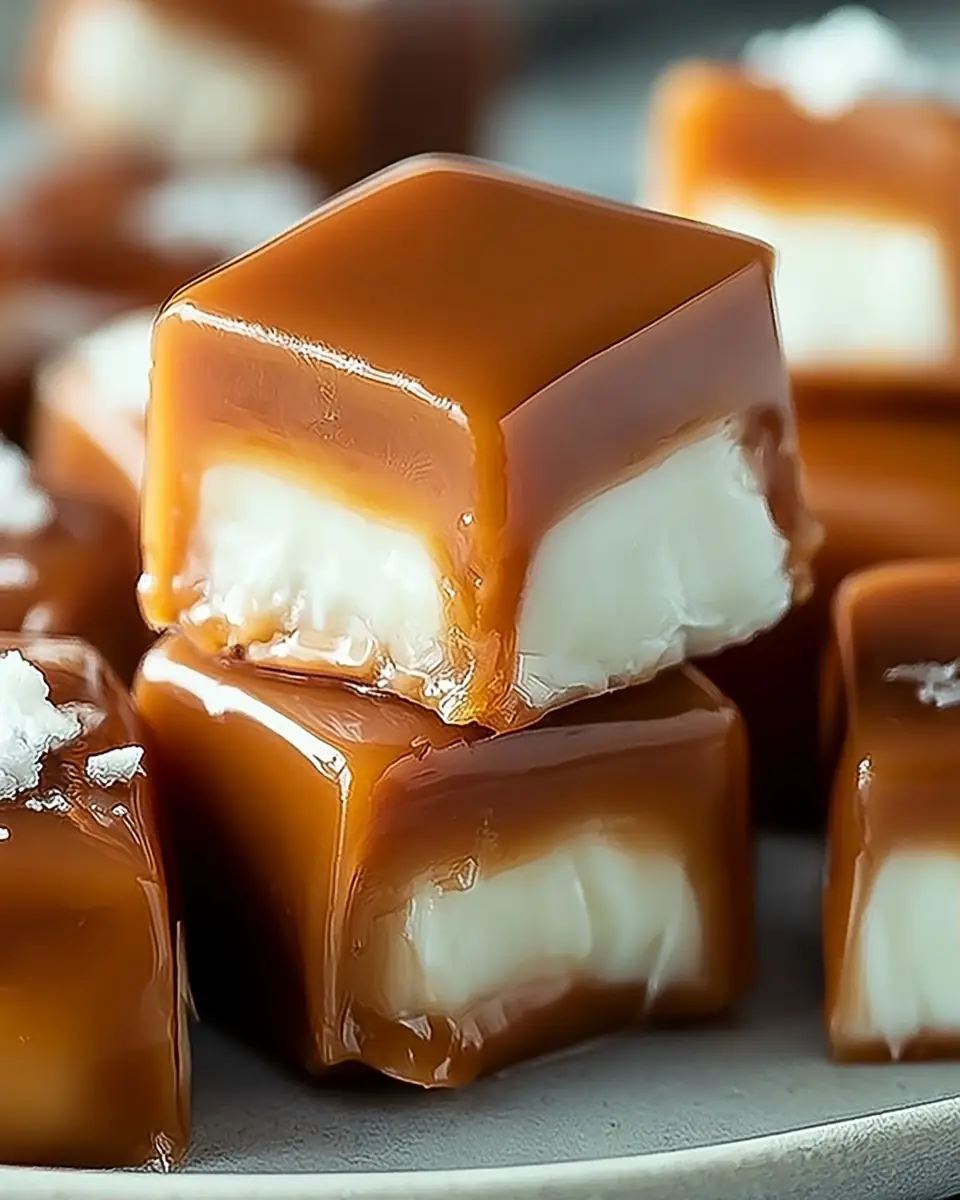 A delicious plate of Indulgent Heavenly Vanilla Cream Filled Caramels to Savor