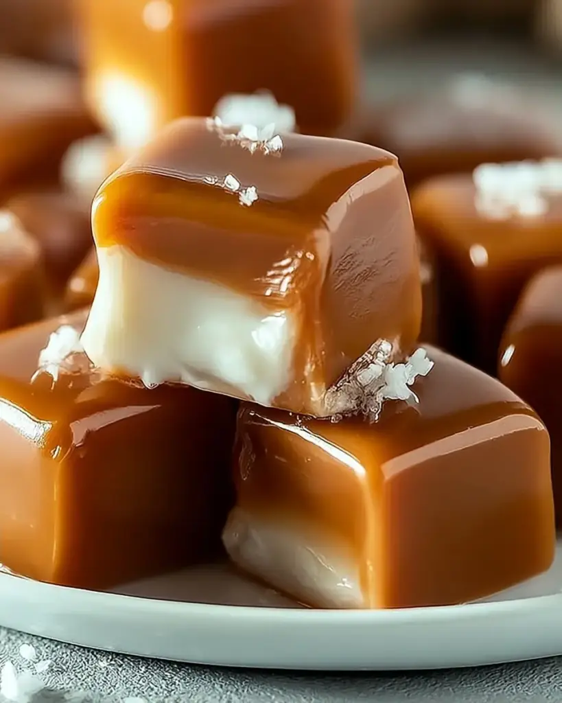 A delicious plate of Indulgent Heavenly Vanilla Cream Filled Caramels to Savor