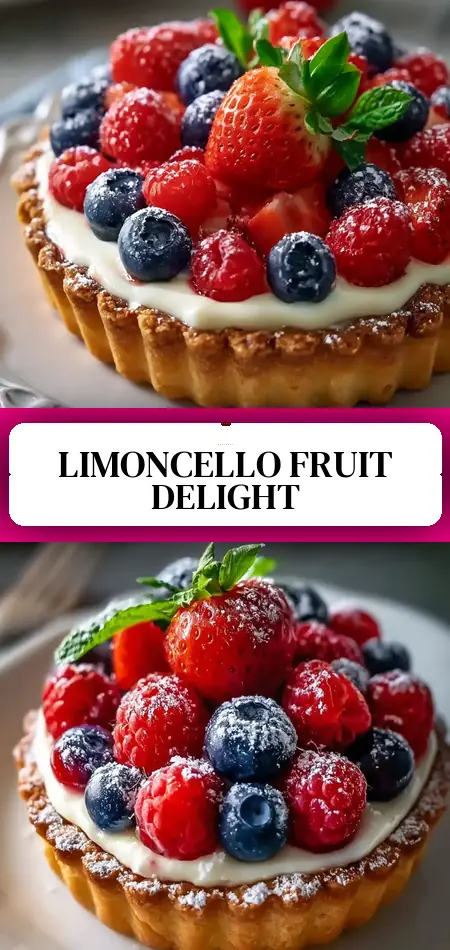 Pinterest pin (Design 3) for 4th of July Limoncello Fruit Tart