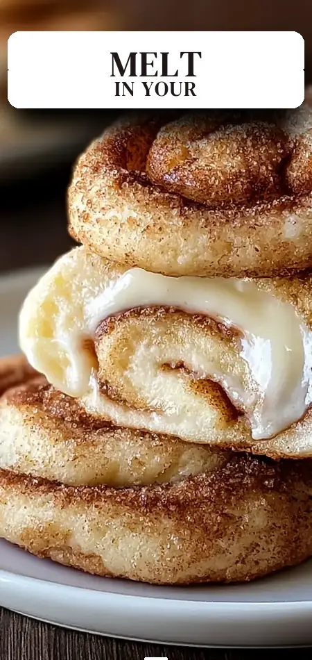 Pinterest pin (Design 2) for Cinnamon Roll Cheesecake Cookies That Melt in Your Mouth