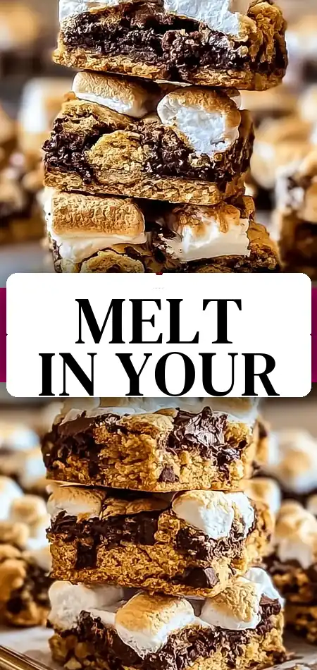 Pinterest pin (Design 3) for Melt-in-Your-Mouth S'mores Cookie Bars Family Favorite