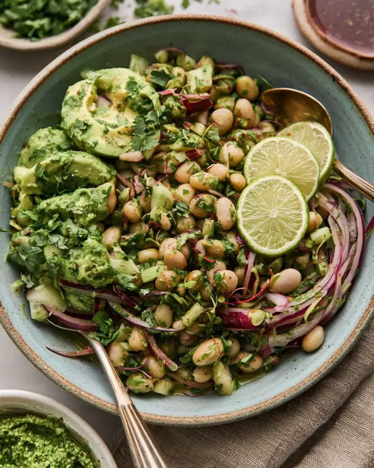 A delicious plate of Marinated Cilantro Lime Bean Salad