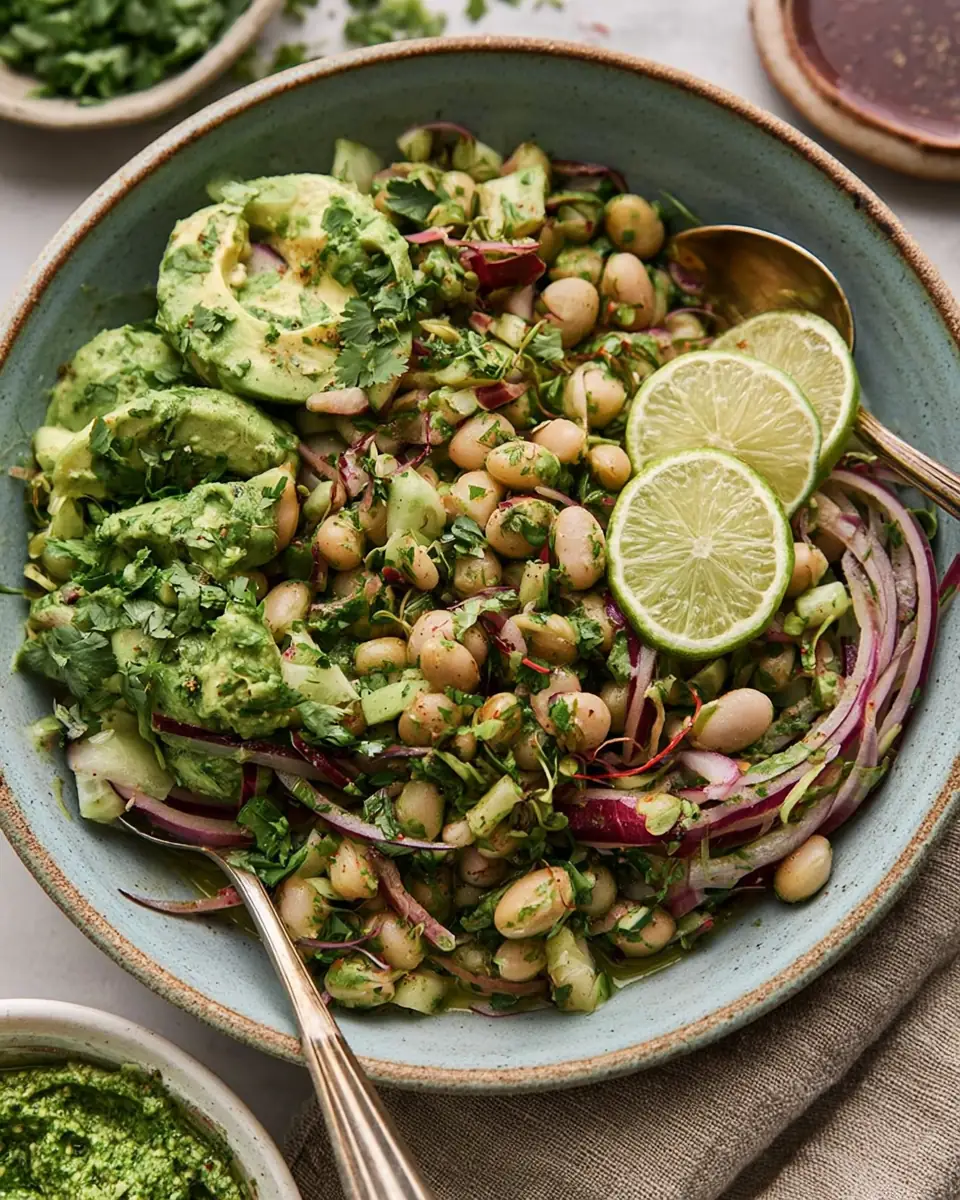 A delicious plate of Marinated Cilantro Lime Bean Salad
