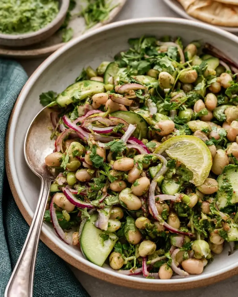 A delicious plate of Marinated Cilantro Lime Bean Salad