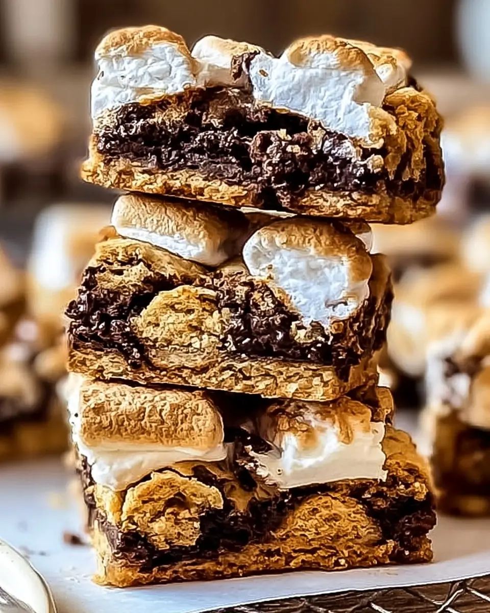 A delicious plate of Melt-in-Your-Mouth S'mores Cookie Bars Family Favorite