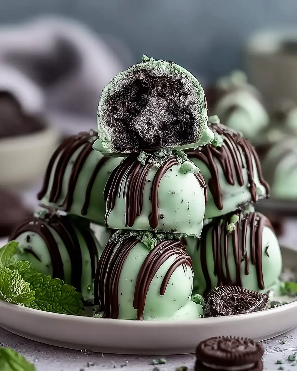 A delicious plate of Mint Oreo Truffles