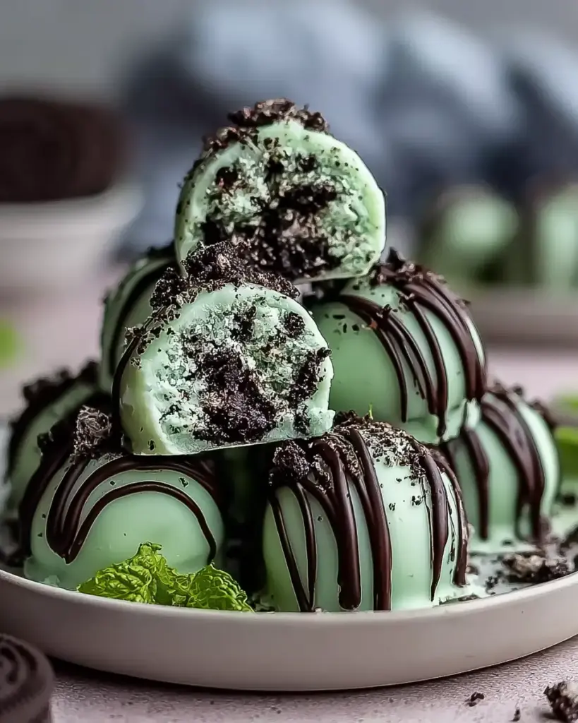 A delicious plate of Mint Oreo Truffles