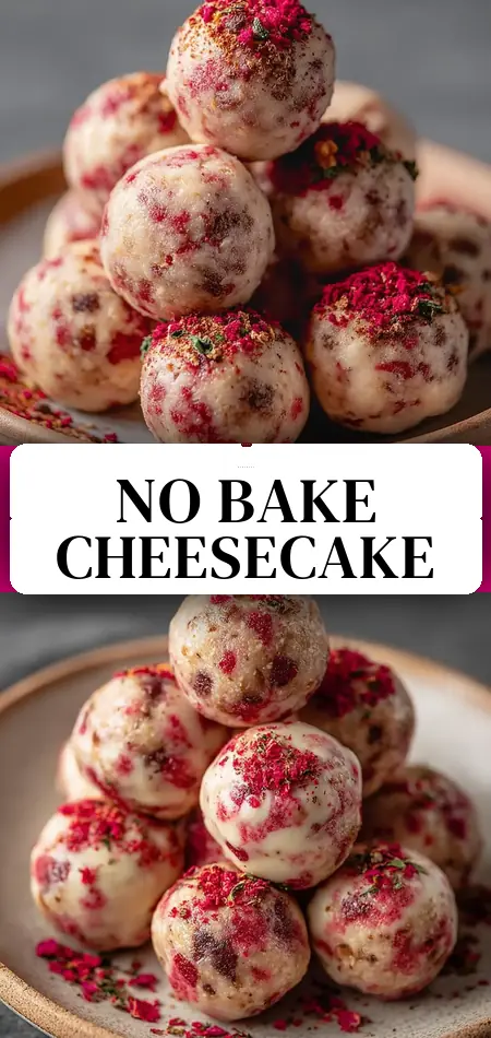 Pinterest pin (Design 3) for Strawberry Cheesecake Protein Balls: The Ultimate No-Bake Recipe
