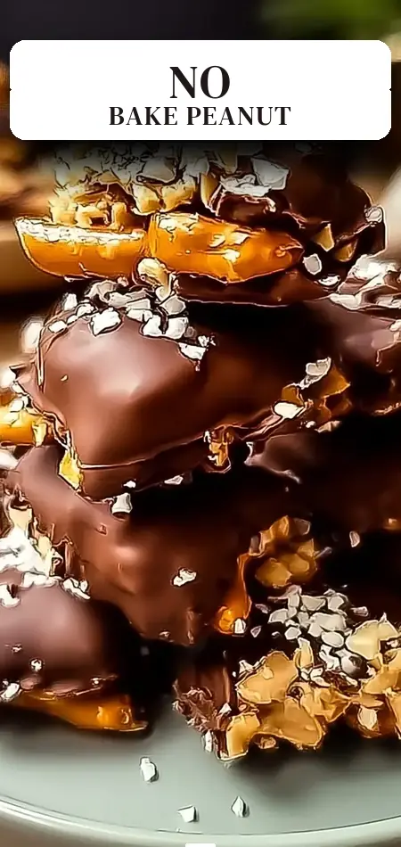 Pinterest pin (Design 2) for Easy No-Bake Peanut Butter Pretzel Clusters Recipe You’ll Love
