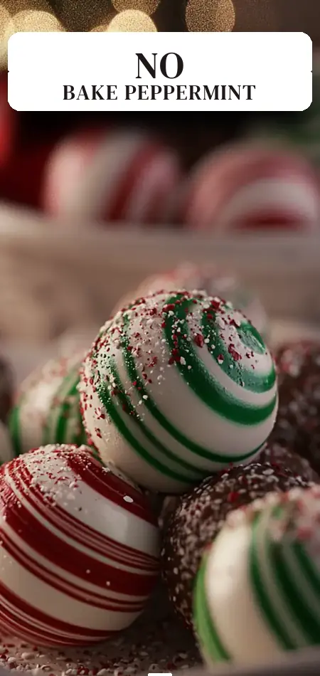 Pinterest pin (Design 2) for Delicious No-Bake Soft Peppermint Balls