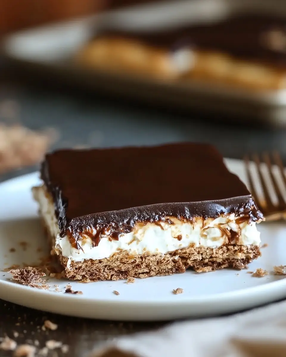 A delicious plate of No-Bake Chocolate Eclair Dessert