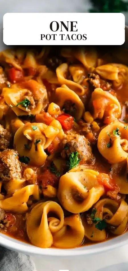 Pinterest pin (Design 2) for Taco Pasta - (One Pot!)