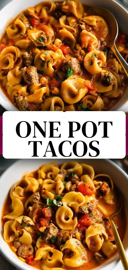 Pinterest pin (Design 3) for Taco Pasta - (One Pot!)
