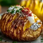A delicious plate of Ofenkartoffel aus der Heißluftfritteuse einfach zubereiten